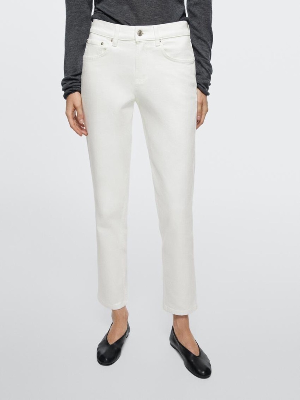 Massimo Dutti White Straight-Leg Jeans Size 8